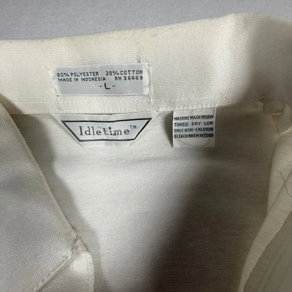 Vintage‎ Idletime Mens White Short Sleeve Polo Shirt L Golf Casual